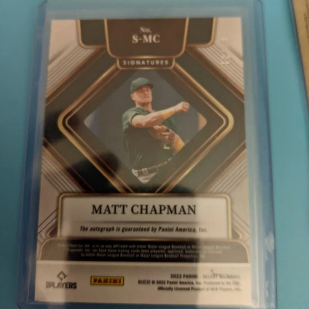 Two! Autographed Matt Chapman cards. 2021 Topps series one, 2022 Panini - Picture 4 of 5